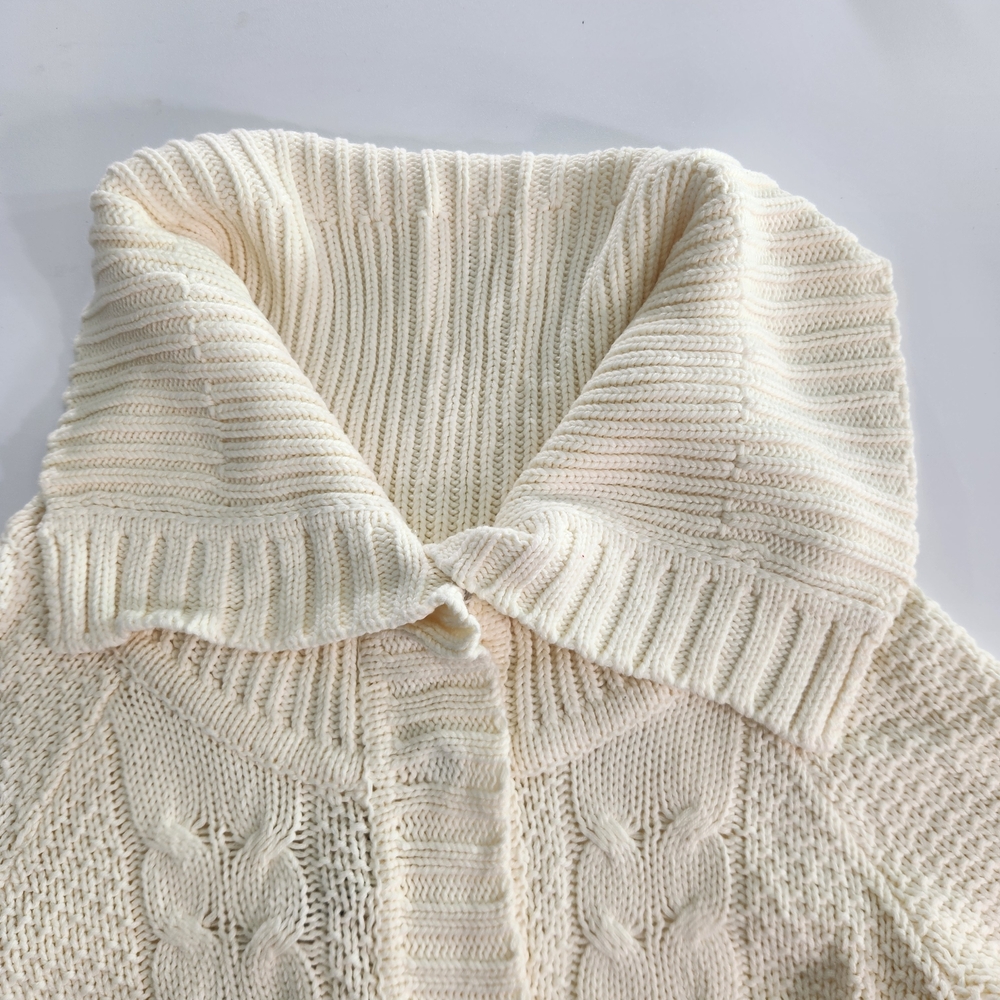 Express Women's Size S Small Sweater Cowl Neck Snap Button Cream 3/4 Sleeve 01 - Picture 3 of 14